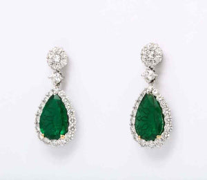 Emerald and Diamond Drop Earrings