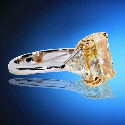 Lovely 5 Carat Fancy Yellow Engagement Ring GIA Certified 5.02 CT