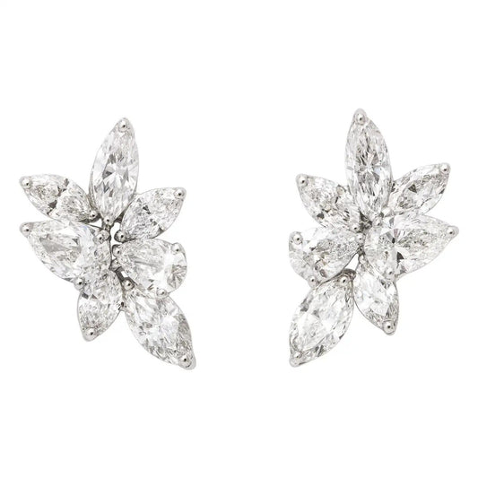 Diamond Cluster Earring 7.39 carats of white pear and marquise shape