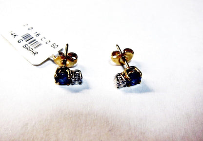 SAPPHIRE ROUND SHAPE SET WITH ONE DROP DIAMOND EACH STONE