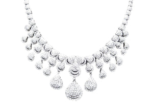 DIAMOND ROUND BRILLIANT SHAPE SET NECKLACE DANGLE DROP STYLE DIAMOND NECKLACE