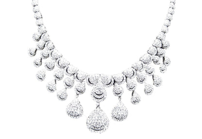 DIAMOND ROUND BRILLIANT SHAPE SET NECKLACE DANGLE DROP STYLE DIAMOND NECKLACE