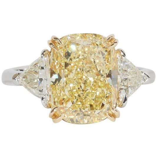 Lovely 5 Carat Fancy Yellow Engagement Ring GIA Certified 5.02 CT
