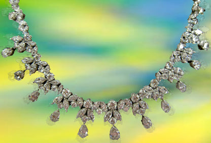 GRACEFUL PEAR 11 DROP DIAMOND SET ROUND BRILLIANT MARQUISE SHAPE DANGLE DIAMOND