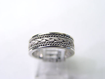 PLATINUM WEAVE ROPE POLISHED OUTER PLATINUM WEDDING BAND