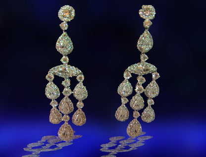 GRACEFUL DIAMOND EARRING DANGLE 2 MARQUISE 14 PEAR SHAPE 222 ROUND SHAPE DIAMOND