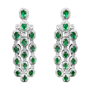 EMERALD OVAL SHAPE DIAMOND ROUND BRILLIANT SHAPE DANGLE
