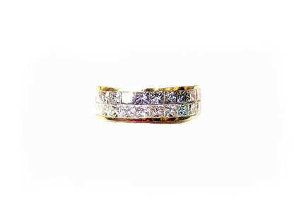 2 ROW 48 STONE 11 POINTERS PRINCESS CUT DIAMOND SET ALL THE WAY ETERNITY BAND