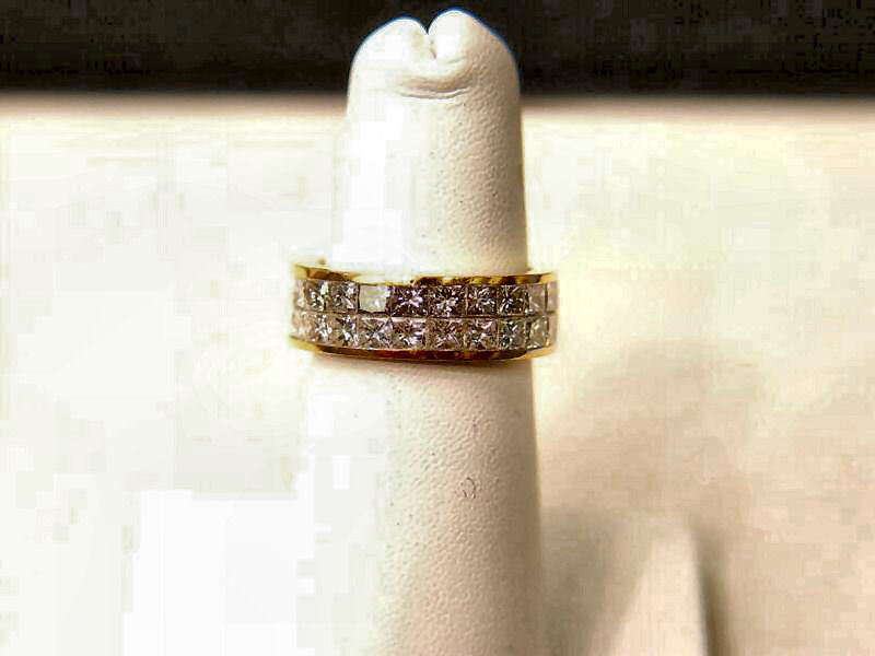 2 ROW 48 STONE 11 POINTERS PRINCESS CUT DIAMOND SET ALL THE WAY ETERNITY BAND
