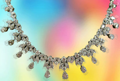 GRACEFUL PEAR 11 DROP DIAMOND SET ROUND BRILLIANT MARQUISE SHAPE DANGLE DIAMOND