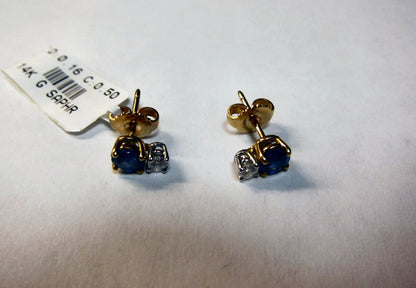 SAPPHIRE ROUND SHAPE SET WITH ONE DROP DIAMOND EACH STONE