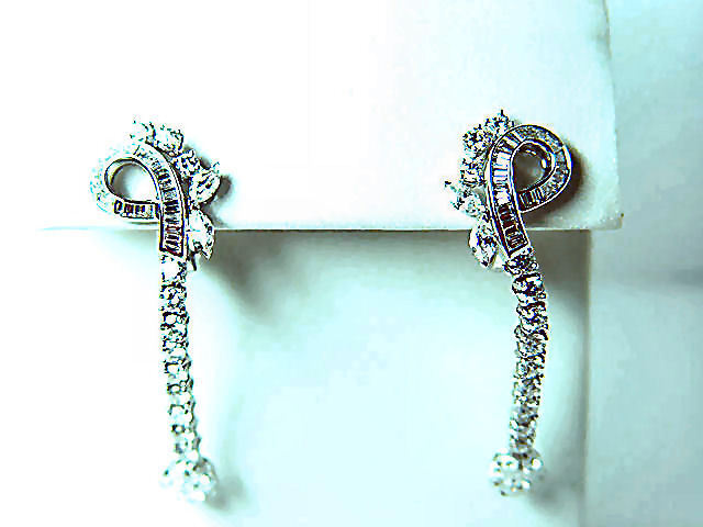 DIAMOND ROUND BRILLIANT BAGUETTE MARQUISE PEAR SHAPE DIAMOND DANGLE DROP EARRING