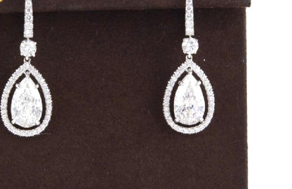 GIA Certified Pear Shaped Diamond Drop Earrings
