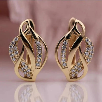 Trendy 18K Gold Diamond Infinity Earrings for Women Bridal Wedding Huggie Earrin
