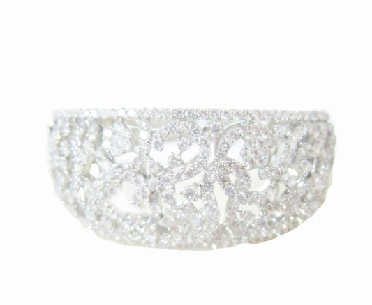 DIAMOND ROUND BRILLIANT FLOWER SWIRL BANGLE TOP GRADUATED TO BOTTOM