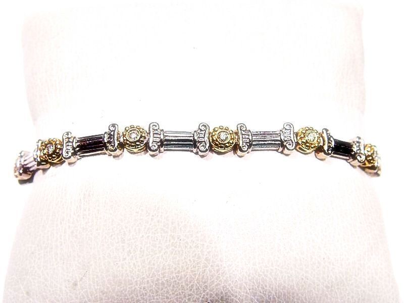 10 STONE .39 CT DIAMOND LINK BRACELET TWO TONE GOLD GOLD BRACELET DIAMOND LINK