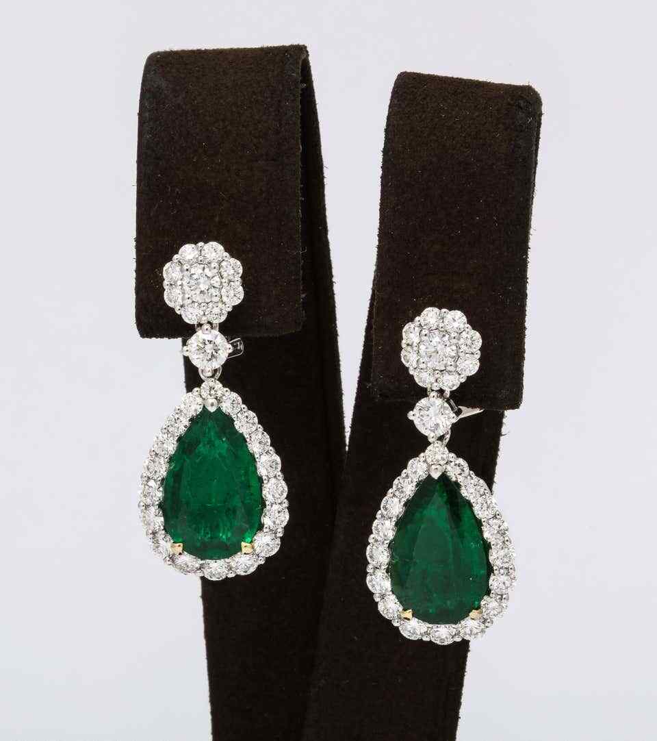Emerald and Diamond Drop Earrings