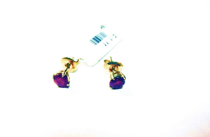 1.11 CT RUBY ROUND SHAPE MEDIUM RED STUD EARRING ROUND STUD 18 K YELLOW GOLD