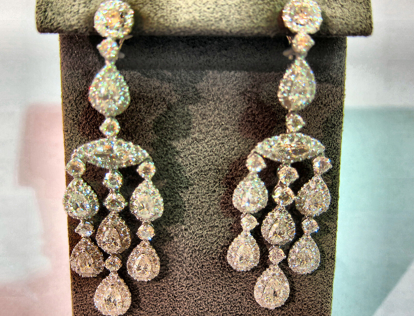 GRACEFUL DIAMOND EARRING DANGLE 2 MARQUISE 14 PEAR SHAPE 222 ROUND SHAPE DIAMOND
