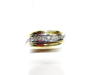 ROUND BRILLIANT CUT .47 CT 15 STONE CHANNEL SET TWO-TONE GOLD