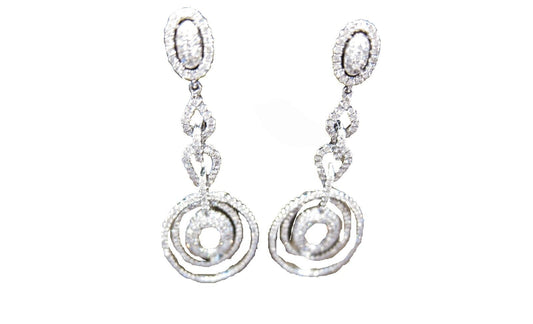 DIAMOND DANGLE EARRING PAVE STYLE EARRING DIAMOND HUGGIE DIAMOND EARRING