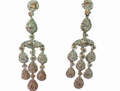 GRACEFUL DIAMOND EARRING DANGLE 2 MARQUISE 14 PEAR SHAPE 222 ROUND SHAPE DIAMOND