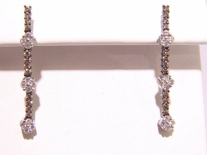 DIAMOND 24 WHITE 24 FANCY CHAMPAGNE COLOR DIAMOND LINE DROP EARRING PUSH BACKS