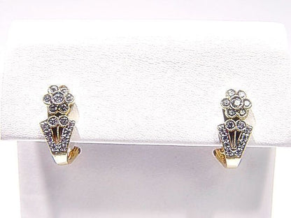 FLOWER IN FLOWER POT YELLOW GOLD ROUND BRILLIANT CUT DIAMOND