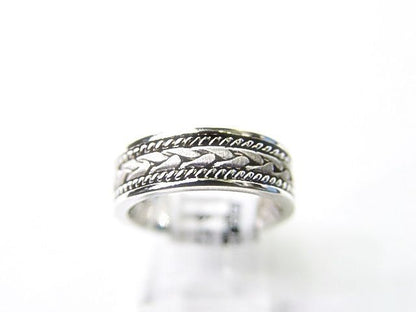 PLATINUM WEAVE ROPE POLISHED OUTER PLATINUM WEDDING BAND