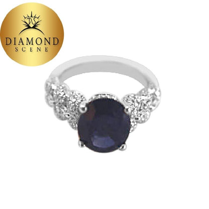 BLUE SAPPHIRE OVAL SHAPE RE-SIZEABLE DIAMOND MARQUISE