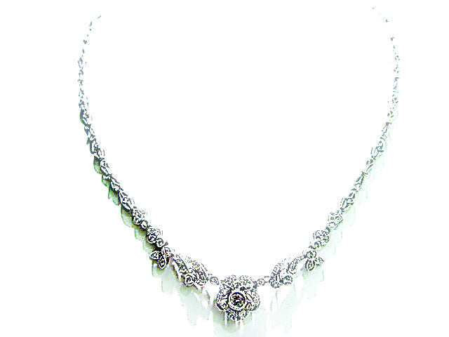 ROUND BRILLIANT DIAMOND NECKLACE ANTIQUE REPRODUCTION