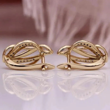 Trendy 18K Gold Diamond Infinity Earrings for Women Bridal Wedding Huggie Earrin