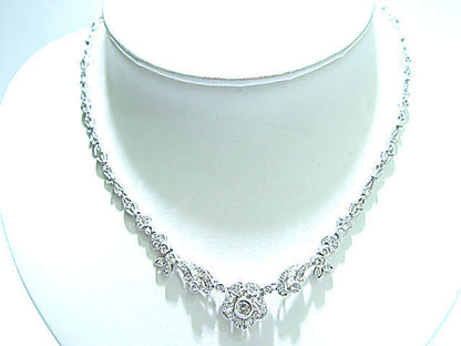 ROUND BRILLIANT DIAMOND NECKLACE ANTIQUE REPRODUCTION