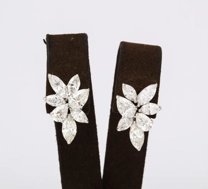 Diamond Cluster Earring 7.39 carats of white pear and marquise shape