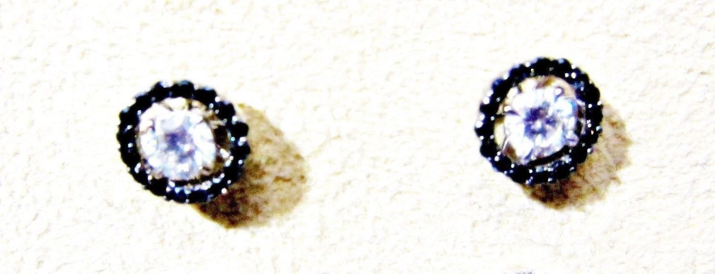 TWO DIAMOND ROUND SHAPE HALO ROUND BLACK DIAMOND STUD EARRINGD