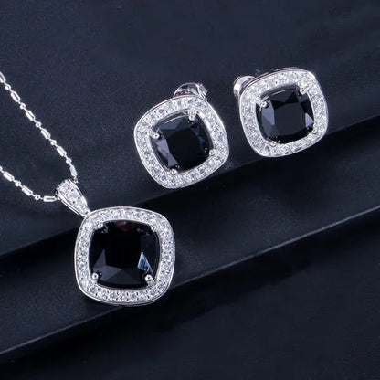 CANDICE Brand Design Luxury Wedding Jewelry Sets Sterling Silver Plated Necklace Earrings Set Inlay Big Pink Princess Crystal For Birdesmaid
