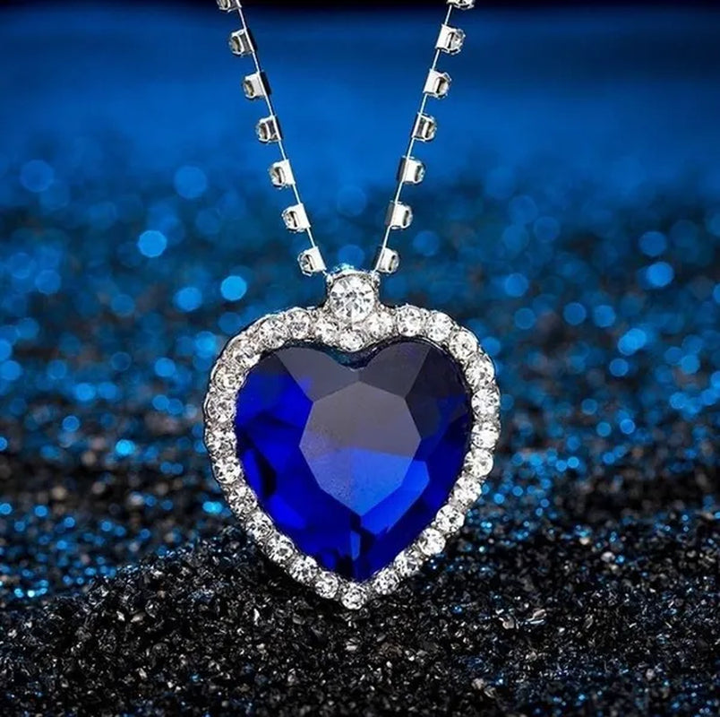 Titanic Heart of Ocean blue heart love forever pendant Necklace