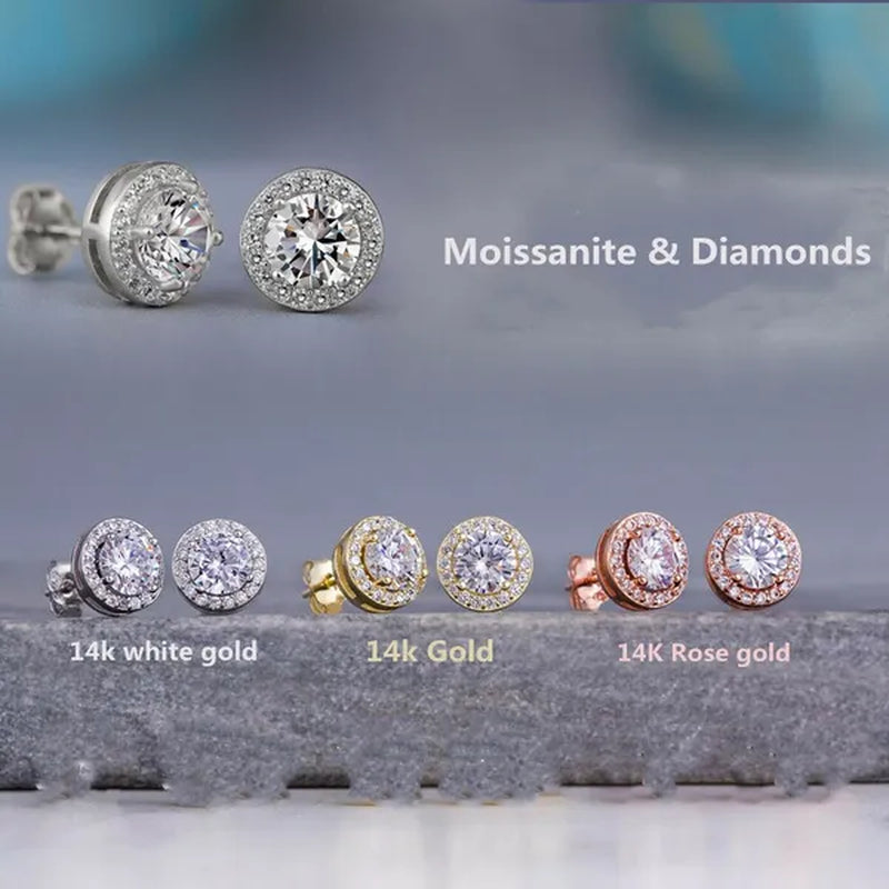 Brilliant round Cut Halo Solitaire Moissanite & Simulated Diamond Solitaire Stud Back Earrings Engagement & Wedding Jewelry Ear Studs Bridal Gift Diamond Stud Earrings Stud Earrings Stud Earrings for Women Jewelry