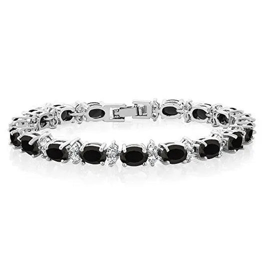 Gem Stone King 925 Sterling Silver Gorgeous Oval and Round Sparkling Cubic Zirconia CZ Tennis Bracelet Jewelry Gift