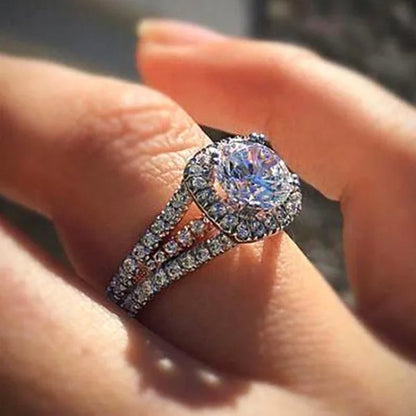Exquisite 925 Sterling Silver Diamond Rings for Women Bridal Wedding Ring Jewelry Valentine'S Day Proposal Gift - WORLD TIME VISITS