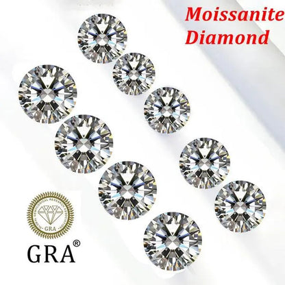 Natural 0.5/1.0/2.0Carat Moissanite D Color Round Shape VVS1 Excellent Clarity With GRA Certificate Report and Card