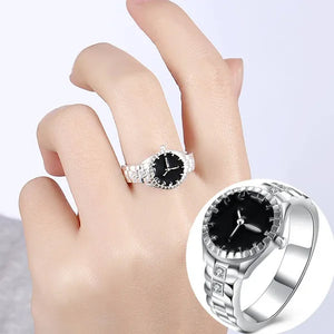 Creative 925 Sterling Silver AAA Zircon Watch Shape Ring for Women Fashion Wedding Engagement Party Gift Charm Jewelry