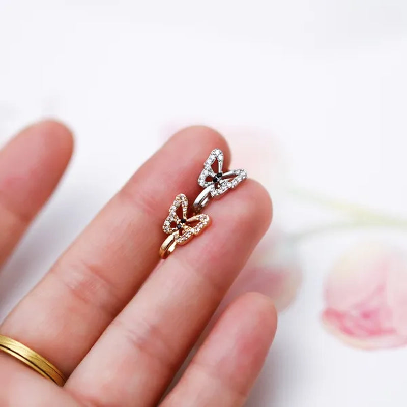 1 PC Crystal Diamond Fake Piercing Nose Ring Butterfly Non Piercing Clip on Nose Ring Ear Clips Cuff Body Jewelry