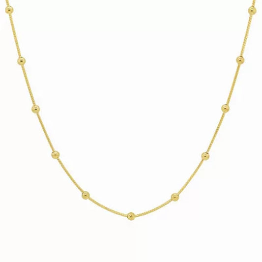 14K Yellow Gold Station Bead Necklace