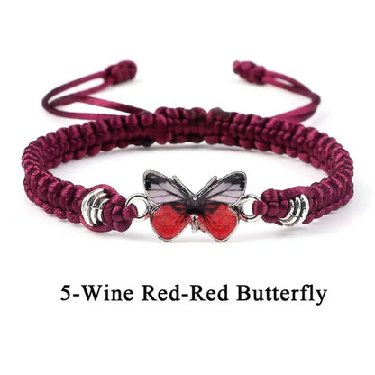 2022 Hot Adjustable Braided String Bracelet for Women Grey Butterfly Pendant Handmade Charm Bangles Fashion Girl Jewelry