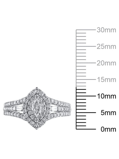 1 Carat T.W. (I2 Clarity, H-I Color)  Marquise Cut Diamond Engagement Ring in 10Kt White Gold, Size 8