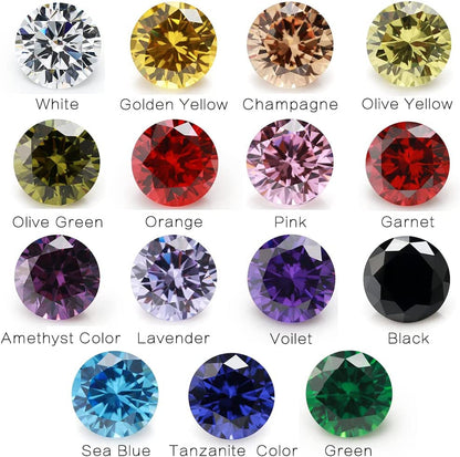 Size 1Mm-10Mm round Cut Cubic Zirconia Stone Loose CZ Stones Mixed 15 Colors Synthetic Gemstone