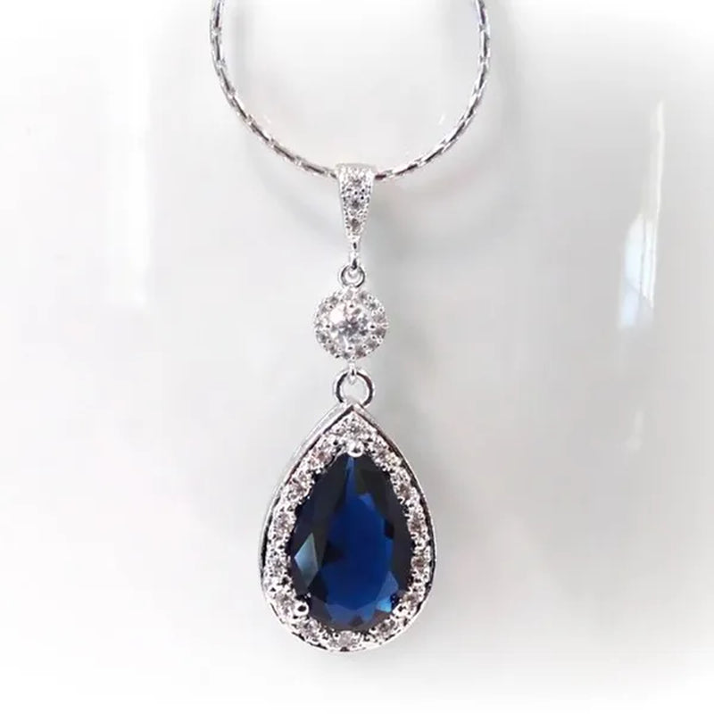 3psc exquisite 925 Sterling Silver Diamond Pendant diamond necklace romantic Engagement Wedding Bridal Set Earrings
