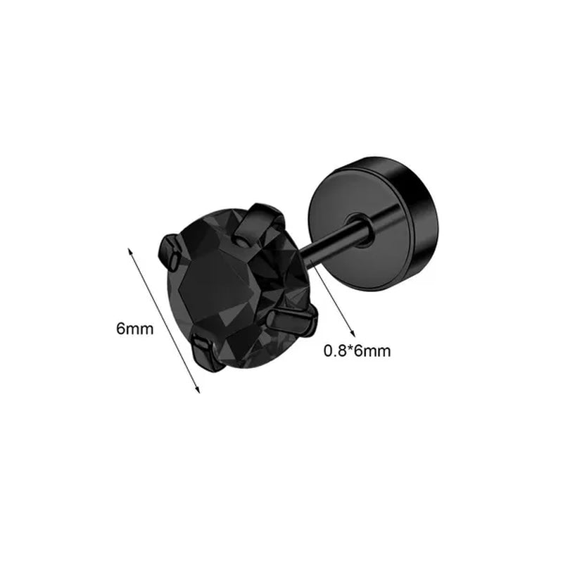 1 Pair Stainless Steel White Zircon Stud Earrings for Women Men Claw Earring Ear Helix Cartilage Piercings Flat Back Earrings Jewelry 20G