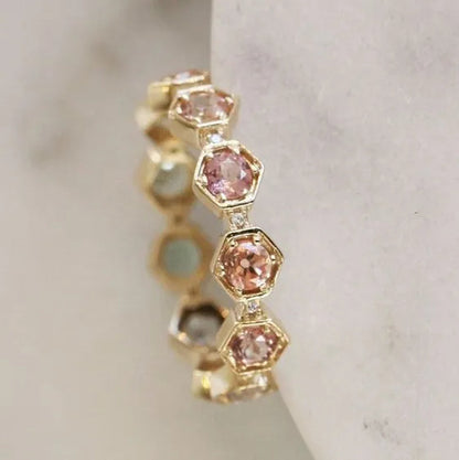 WomenRing Pink Sapphire Jewelry Anniversary Proposal Promise Gift Bride Engagement Wedding